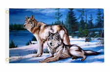 Fahne Flagge Wölfe Wolf Hund Hissflagge 90 x 150 cm