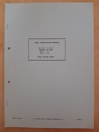 Bss dpr502 user manual midi - bss,