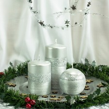 Stumpenkerze Kugelkerze Silber