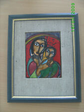 Bild Emaille Mutter mit Kind / Madonna mit Signatur