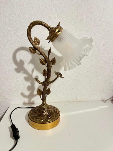 Antik messing glas tischlampe - antik, messing-glas