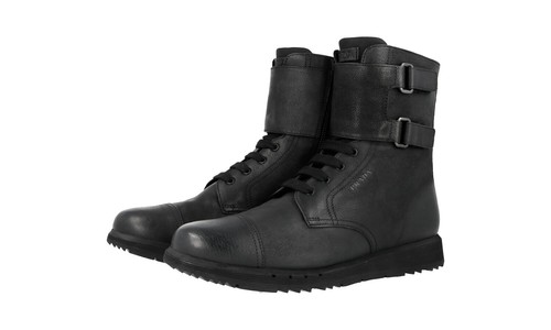 Prada leder combat boots zip - boots,