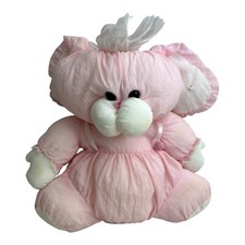 Hase rosa Kuscheltier Ballonseide Plüsch Stofftier ca. 23 cm VINTAGE