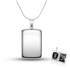 925er Silber Medaillon rechteckig aufklappbar Foto Amulett Charm Kette Geschenk