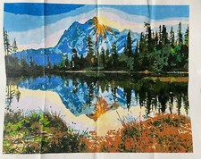 Leinen Leinwand „Sonnenaufgang in den Bergen“ 50x40 cm Handgemalt Ohne Rahmen