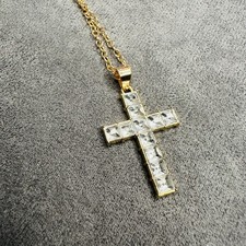 Halskette vergoldet Kreuz Anhänger 50cm gold Kette Damen Schmuck Geschenk