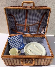 Picknick Korb Picknickkoffer Rattan Camping Neuwertig Vintage 