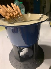 Le Creuset Fonduetopf blau mit Fonduegabeln