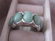 Grüner Aventurin- Ring. Edelstahl. (Größe 16.00)