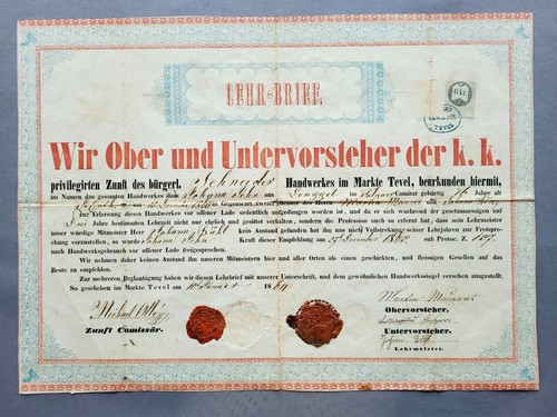Gesellenbrief aus tevel - aus,