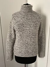 Damen Pullover - Handgestrickt - Gr. S - Grau-Weiß-Meliert - LANA-GROSSA-Wolle -