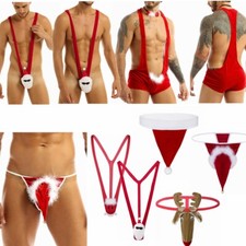 Herren Weihnachten String Tanga Mankini Santa Claus Unterwäsche Sexy Nachtwäsche