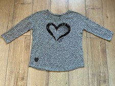Sexy GINA Longsleeve leichtes Shirt Gr. 40 grau Herz Hope Pailetten warm Heart