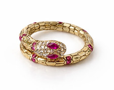 Schlangenring gold Strass pink