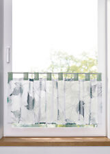 Scheibengardine mit Ahornblatt Druck 30/120cm Weiß Lindgrün Gardine Vorhang Neu*