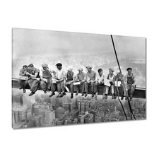 Leinwand Bild Wandbild Canvas Print Lunch atop a Skyscraper Nr. H1607_PC