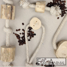 Kaffeeholz Hundespielzeug, z.T. + Naturfaser-Seil, Dummy, Ball am Seil, Hantel