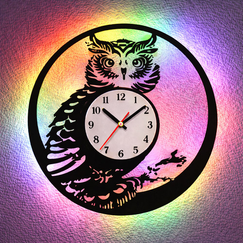 Wanduhr eule aus vinyl - wanduhr,