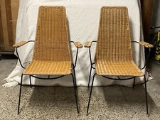 Metallsessel, 50er, Rattan