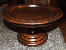 Blumenständer, Postament, klein, massiv Eiche, gedrechselt, dunkel