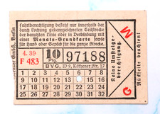 BVG - Berlin Fahrschein - Fahrkarte - U-Bahn/ Straßenbahn/ Bus ca. 1939