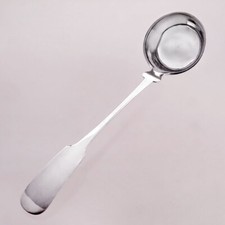 Große Suppenkelle Spatenmuster 750er  Silber