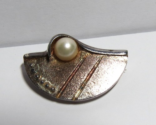 Silberbrosche mit perle - silberbrosche,