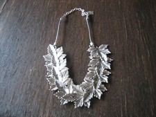 romantisches Statement Collier Kette Weinlaub Efeu Designer Leonardi Arte silber