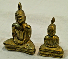 Thai Buddha Figuren Statuen 2 Stück Messing Thailand Indien Feng Shui - Sammlers