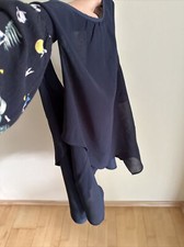 bluse H&M Gr 36 S Dunkel Blau Satin Neu Ohne Etikett