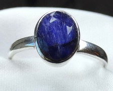 ?Ring 925 Silber Gr. 19,4 (61) facettierter, ovaler Saphir modisches UNIKAT neu