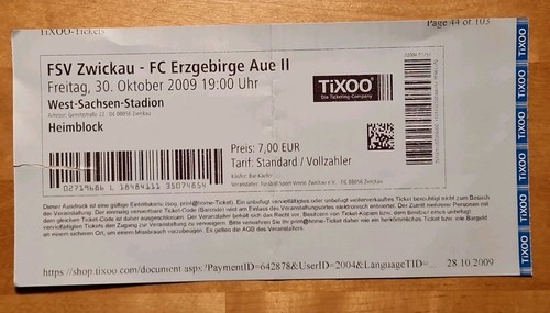 Sammlerticket fsv zwickau - sammlerticket,