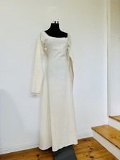 Wikinger Valhalla Unterkleid In Gr. Xs S Creme Baumwolle Handgefertigt Lang 