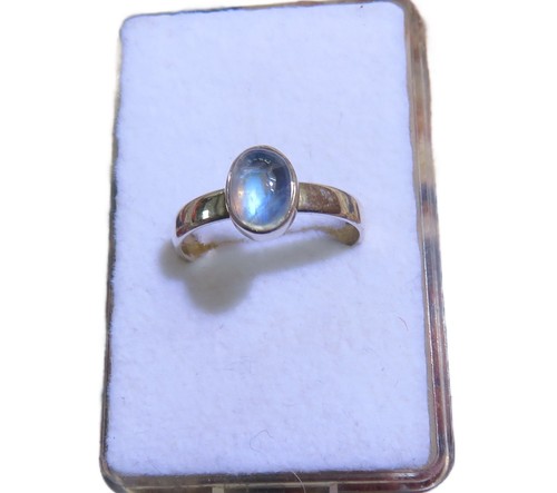 Mondstein blau ring 925 silber - mondstein,