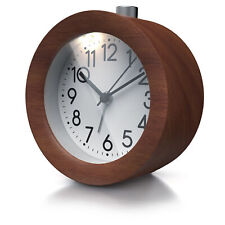 Analoger Wecker rund Holzkorpus Vintage Design beleuchtetes Ziffernblatt