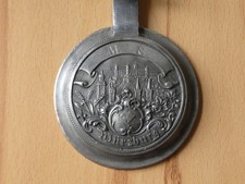 Alter Relief Zinndeckel für Bierkrug um 1900 Abb. Würzburg Herst. Franz Rückert