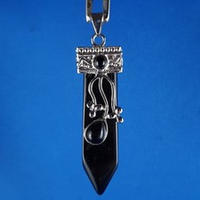 Onyx Achat Edelstein Heilstein Anhänger silbern gefasst