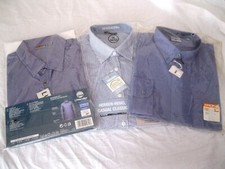 Hemdenpaket 3 neue Herrenhemden blau uni gestreift denimlook 48-50 / Halsw.41/42