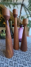 3x Kerzenhalter Teak Holz mid