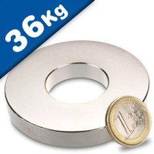 Ringmagnet Magnetring Ø 70/30 x 10 mm, Neodym N42 (NdFeB) Nickel - hält 36 kg