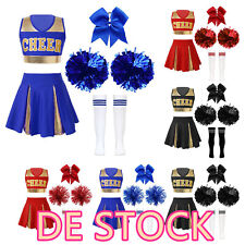DE~iEFiEL Cheerleader Kostüm Kinder Mädchen Outfits  Pompons und Socken Set