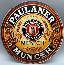 Metall/Blech-Schild-Retro- Paulaner Bier -Fehldruck-Bar Deko-rund-ca.20cm