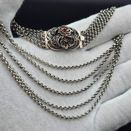 Antike granat kropfkette 800er - kropfkette,