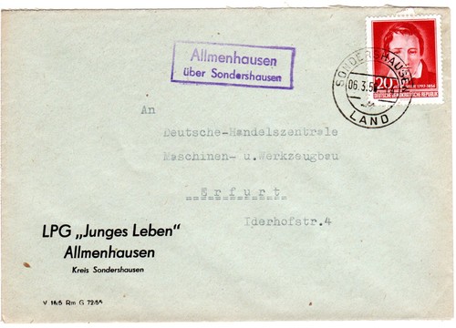 Ddr 1956 landpost stpl - ddr,