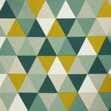 Dekostoff Halb-Panama Leinenoptik Triangel | grün/beige