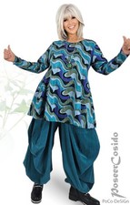 LAGENLOOK Pullover Tunika Glocken-Shirt schwarz blau 44 46 48 50 52 54 56 58