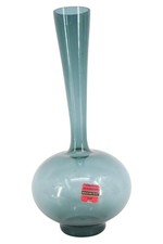Vintage Glas Vase Blau Bauchig Flaschenform Elegant Skandinavisch