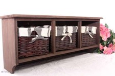 Schönes Landhaus Küchenregal Wandregal 3 Korbschubladen Stoffbezug Handtuchhalte