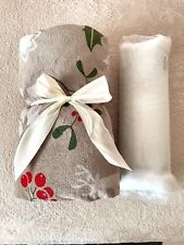 Coravelle Set Heimdecke Kissen Bezug Mikrofaser Plüsch Taupe Winter Weihnachten