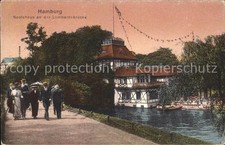 Hamburg Bootshaus an der Lombardsbrücke Litho